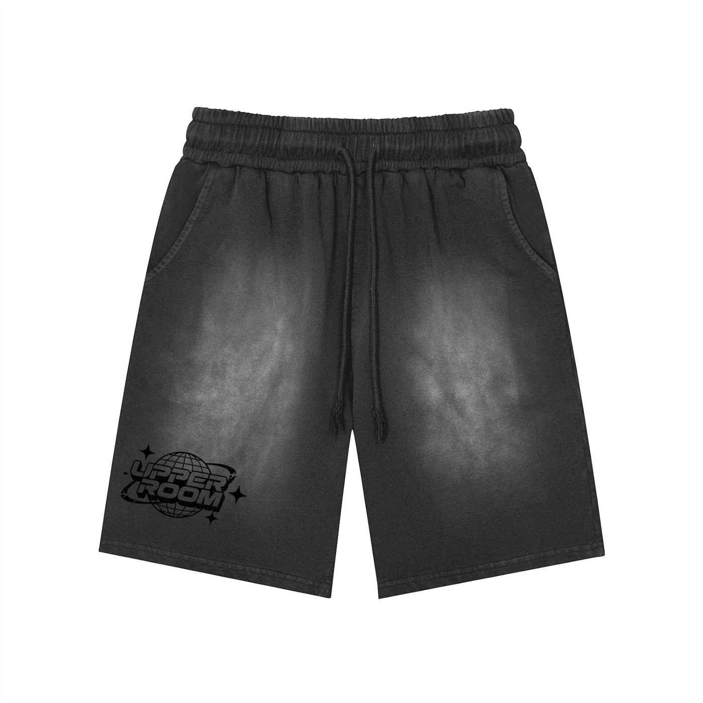 Rectangle Patch Monkey Washed Shorts