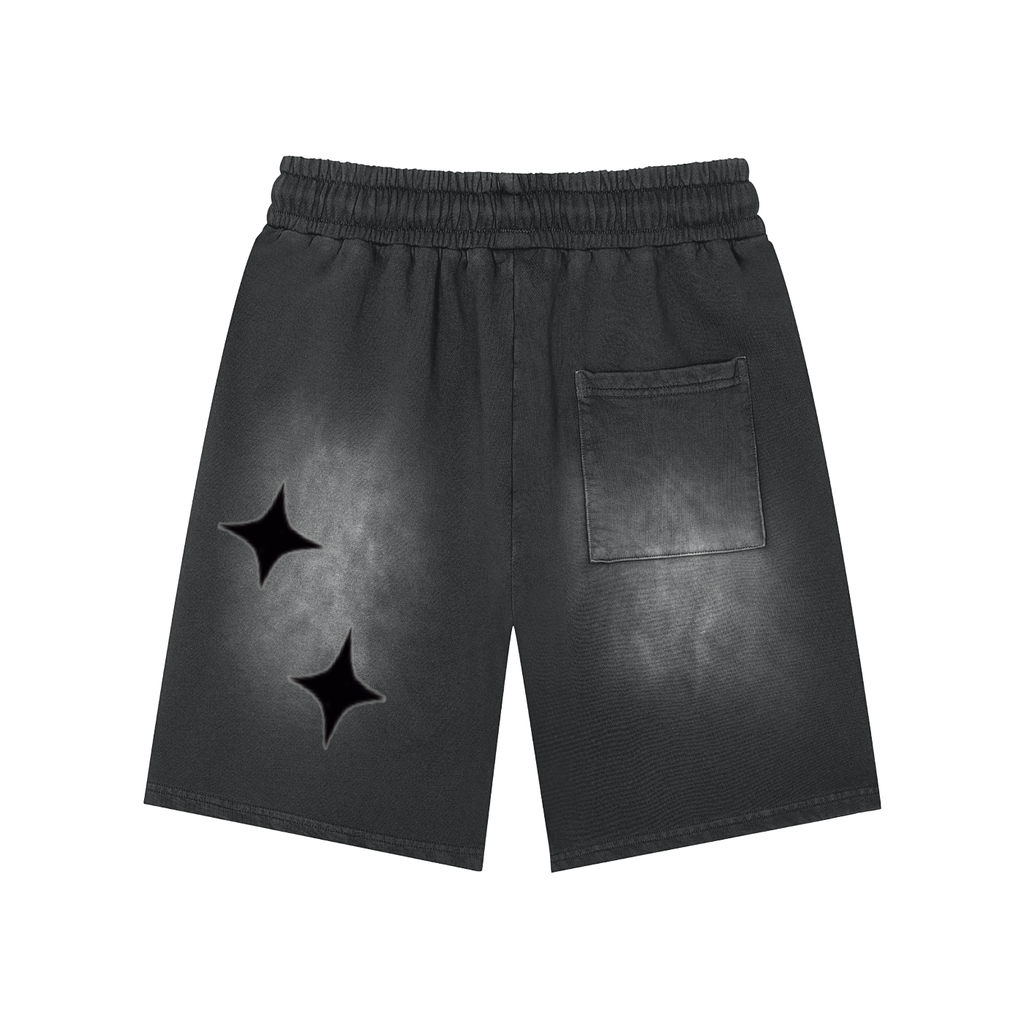Rectangle Patch Monkey Washed Shorts