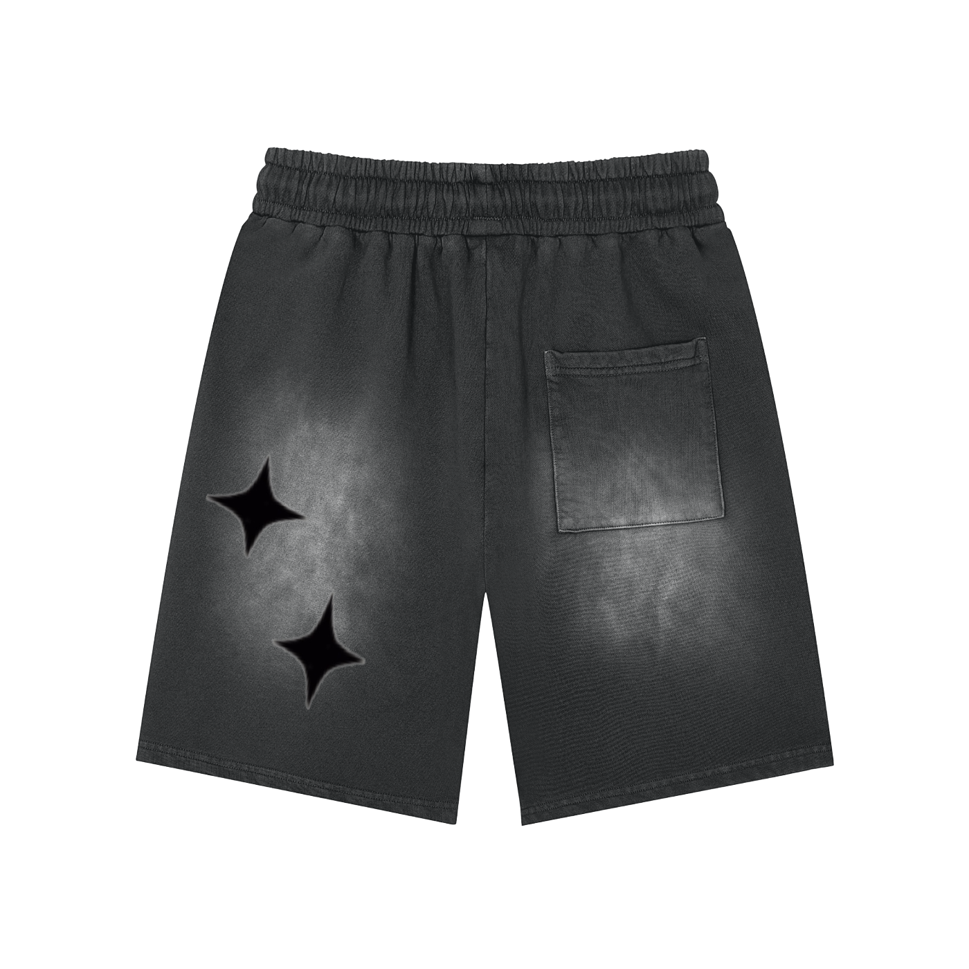 Rectangle Patch Monkey Washed Shorts